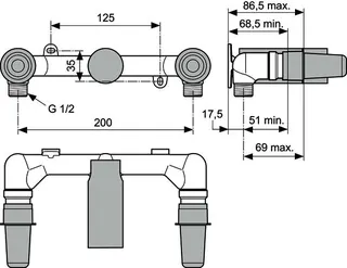 Ideal Standard UP-Bausatz 1, für Zweigriff-Wand-Waschtischarmatur – Bild 3