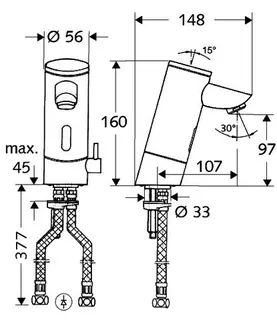 SCHELL Waschtisch-Arm. PURIS E HD-M, Elektron. Mischwasser, Batteriebetrieb, chrom – Bild 4