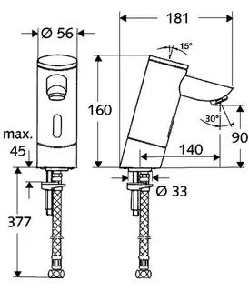 SCHELL Waschtisch-Arm. PURIS E HD-K, Elektron. Batteriebetrieb, 140 Auslauf, chrom – Bild 4