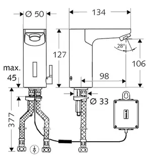 SCHELL Waschtisch-Arm. CELIS E HD-M, Elektron. Mischwasser, Batteriebetrieb, chrom – Bild 2