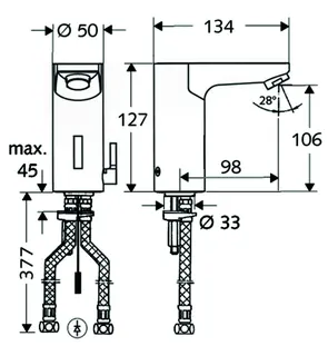 SCHELL Waschtisch-Arm. CELIS E HD-M, Elektron. Mischwasser, UP-Netzteil, chrom – Bild 2