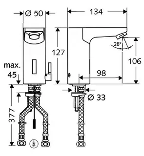 SCHELL Waschtisch-Arm. CELIS E HD-M, Elektron. Mischwasser, UP-Netzteil, chrom – Bild 3