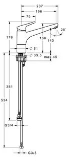 sanibel 3000-Spültisch-Batterie A14 mit Geräte-Absperrventil Nr. 7709 verchromt – Bild 2