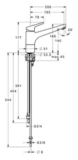 sanibel 3000-Spültisch-Batterie A14 mit Geräte-Absperrvtl Niederdruck Nr 7739 vc – Bild 2