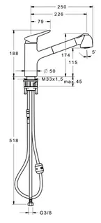 sanibel 3000-Spültisch-Batterie A14 mit ausziehbarer Brause Nr. 7710 verchromt – Bild 2