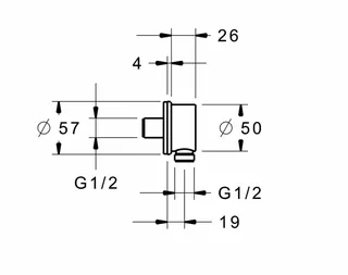 sanibel-Wandanschlussbogen A14 mit Rückflussverhinderer DN 15 (1/2") verchr – Bild 2
