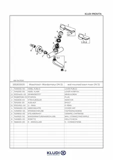 KLUDI PROVITA Wandarmatur-EHM DN 15 ohne Hebel, Ausladung 183 mm chrom – Bild 4