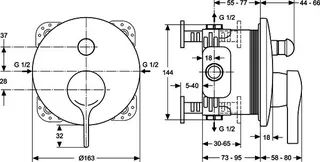 Ideal Standard Badearmatur UP Melange, Bausatz 2, Ros. d:163mm, eigens.DIN EN 1717, Chrom – Bild 3