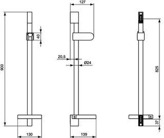 Ideal Standard Brausestange Senses 90 900mm, Chrom – Bild 2