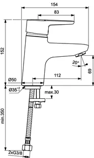 Ideal Standard Waschtischarmatur Connect Blue, o.Ablgarn., Ausld. 112mm, Chrom – Bild 3