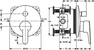 Ideal Standard Badearmatur UP Connect Blue, Bausatz 2, Rosette d:163mm, Chrom – Bild 2