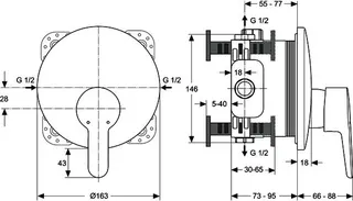 Ideal Standard Brausearmatur UP Connect Blue, Bausatz 2, Rosette d:163mm, Chrom – Bild 3