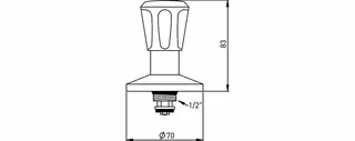 Sanitär-Oberteil 1/2" kalt f.UP-Ventile mit Dreikanthaubengriff aus Metall – Bild 2