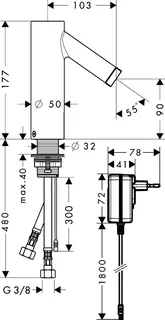 Hansgrohe Waschtischmischer Axor Starck Elektronik Netzbetrieb chrom – Bild 2