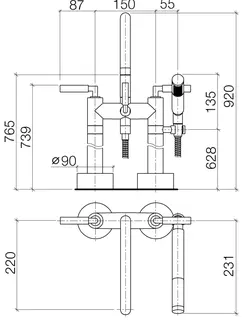 Dornbracht Wannen-2-Lochbatt. für freistehende Montage TARA 25943882 Platin – Bild 3