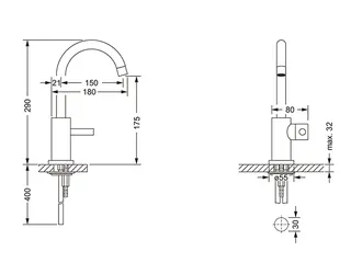 1-Hand Waschtisch Batterie, o. Exz. Serie CHARLESTON ROYAL, VC – Bild 2