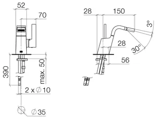 Dornbracht Bidet-Einhandbatterie ohne Ablaufgarnitur CL.1 33600705 Chrom – Bild 3