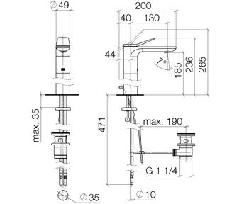 Dornbracht Waschtisch-Einhandbatterie mit erhöhtem Standfuß LISSE 33506845 Chrom – Bild 3