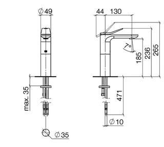 Dornbracht Waschtisch-Einhandbatterie mit erhöhtem Standfuß LISSE 33526845 Chrom – Bild 3