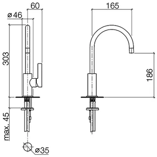 Dornbracht BAR TAP Einhebelmischer TARA ULTRA 33805875 Chrom – Bild 3
