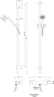 sanibel 1001-Brauseset A17 m. Handbrause 3S Wandstange 900mm und Thermostat, vc – Bild 2