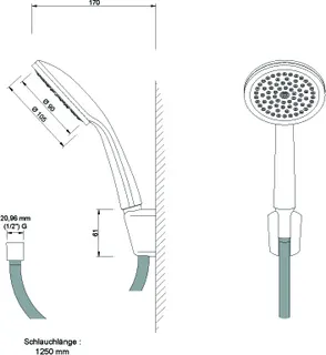 sanibel 3001-Wannen-Brauseset A17 mit Handbrause 1S 105mm einstrahlig verchr. – Bild 2