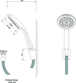 sanibel 3001-Wannen-Brauseset A17 mit Handbrause 3S 105mm dreistrahlig verchr. – Bild 2