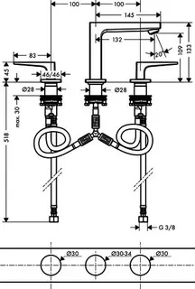 Hansgrohe 3-Loch Waschtischarmatur 110 Metropol Bügelgriff chrom – Bild 2