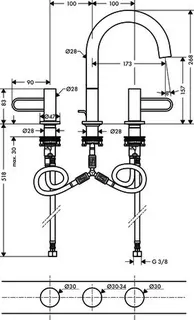 Hansgrohe 3-Loch Waschtischarmatur 200 Axor Uno Bügelgriff chrom – Bild 4
