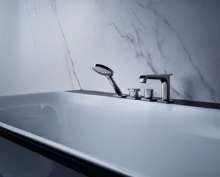 Hansgrohe 4-Loch Wannenarmatur Axor Citterio E chrom Wannenrand mit Thermostat – Bild 2