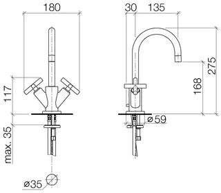 Dornbracht Waschtisch-Einlochbatterie mit Ablaufgarnitur TARA 22512892 Chrom – Bild 3