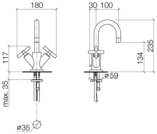 Dornbracht Waschtisch-Einlochbatterie mit Ablaufgarnitur TARA 22302892 Chrom – Bild 3