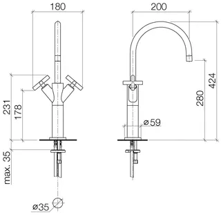 Dornbracht Waschtisch-Einlochbatterie mit erhöhtem Standfuß TARA 22533892 Chrom – Bild 3