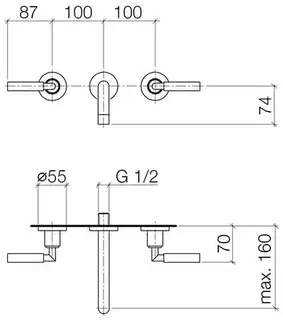 Dornbracht Waschtisch-Wandbatterie ohne Ablaufgarnitur TARA 36707882 Chrom – Bild 3