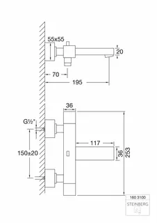 Steinberg Aufputzthermostat für Wanne 160 3100, chrom – Bild 2