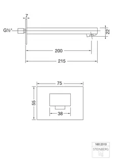 Steinberg Wand-Auslauf für Waschtisch o. Wanne 160 2310, chrom – Bild 2