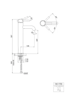 Steinberg Waschtisch-EHM ohne Ablaufgarnitur 100 1700, chrom – Bild 2