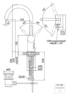 Steinberg Waschtisch-EHM mit Ablaufgarnitur 100 1500, chrom – Bild 2