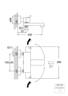 Steinberg Aufputzthermostat für Wanne 100 3170, chrom – Bild 2