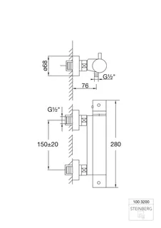 Steinberg Aufputzthermostat für Dusche 100 3200, chrom – Bild 2