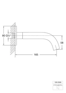 Steinberg Wand-Auslauf für Waschtisch o. Wanne 100 2300, chrom – Bild 2