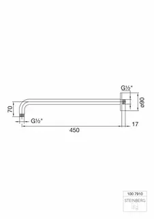 Steinberg Brausearm Wandmontage 450 mm 100 7910, chrom – Bild 2