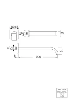 Steinberg Wand-Auslauf für Waschtisch o. Wanne 135 2310, chrom – Bild 2