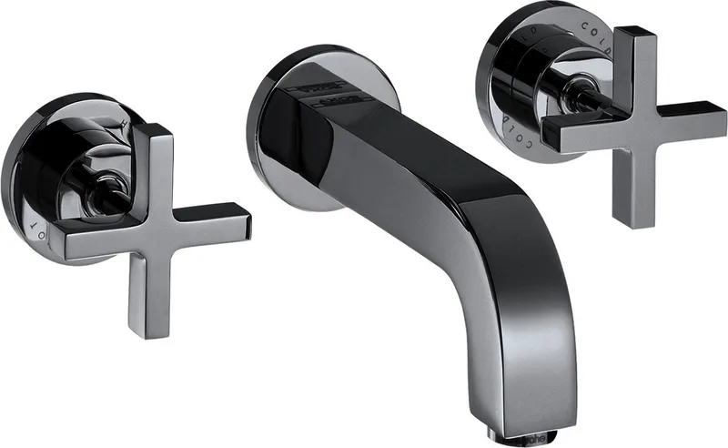 Hansgrohe 3-Loch Waschtischarm.Axor Citterio Wand Fertigset kurz m.Kreuzgriffen chrom