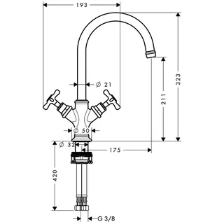 Hansgrohe Zweigriff Waschtischarmatur Axor Montreux o.Ablaufgarnitur brushed nickel – Bild 2