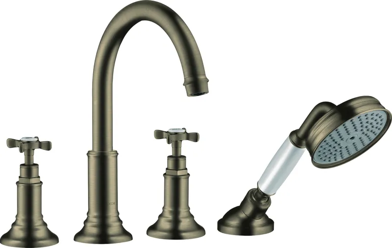 Hansgrohe 4-Loch Wannenarmatur Axor Montreux F-Set Wanne brushed nickel m.Kreuzgr.
