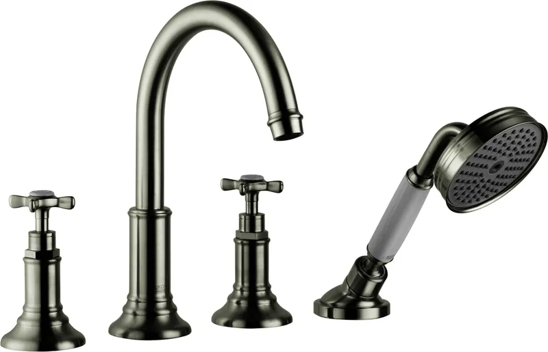 Hansgrohe 4-Loch Wannenarmatur Axor Montreux F-Set Fliese brushed nickel m.Kreuzgr.