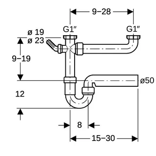 Geberit Spültisch-Ablauf für 2 Becken 11/2"x50mm, Nr.152.715.11.1 – Bild 4