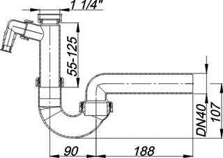 Röhren-Siphon 100/1, 1 1/4" x DN 40 – Bild 3