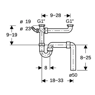 Geberit Spültisch-Ablauf für 2 Becken 11/2"x50mm 152.553.11.1 – Bild 4